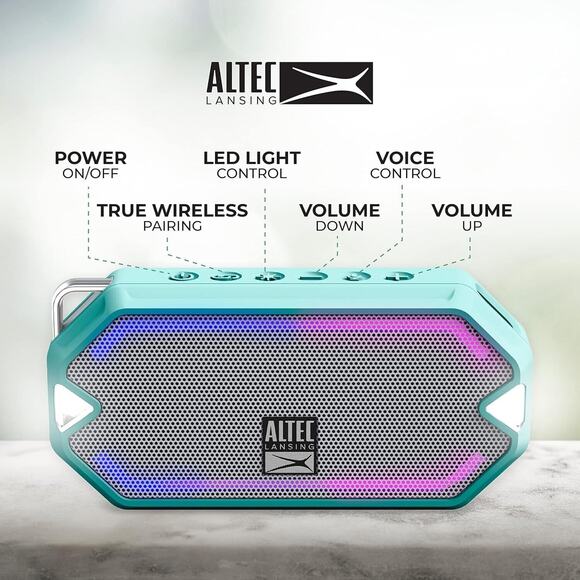 Altec Lansing IMW1000 Mint Green HydraMini Wireless Portable Bluetooth Speaker - Picture 16 of 16